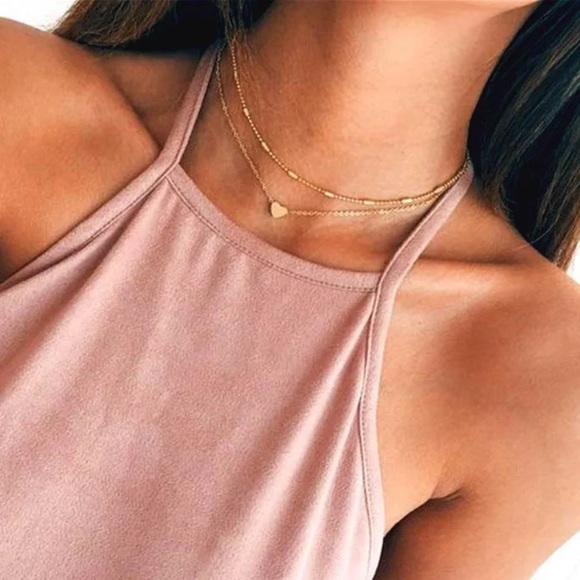 Layered Gold Small Heart Pendant Necklace - Picture 3 of 5